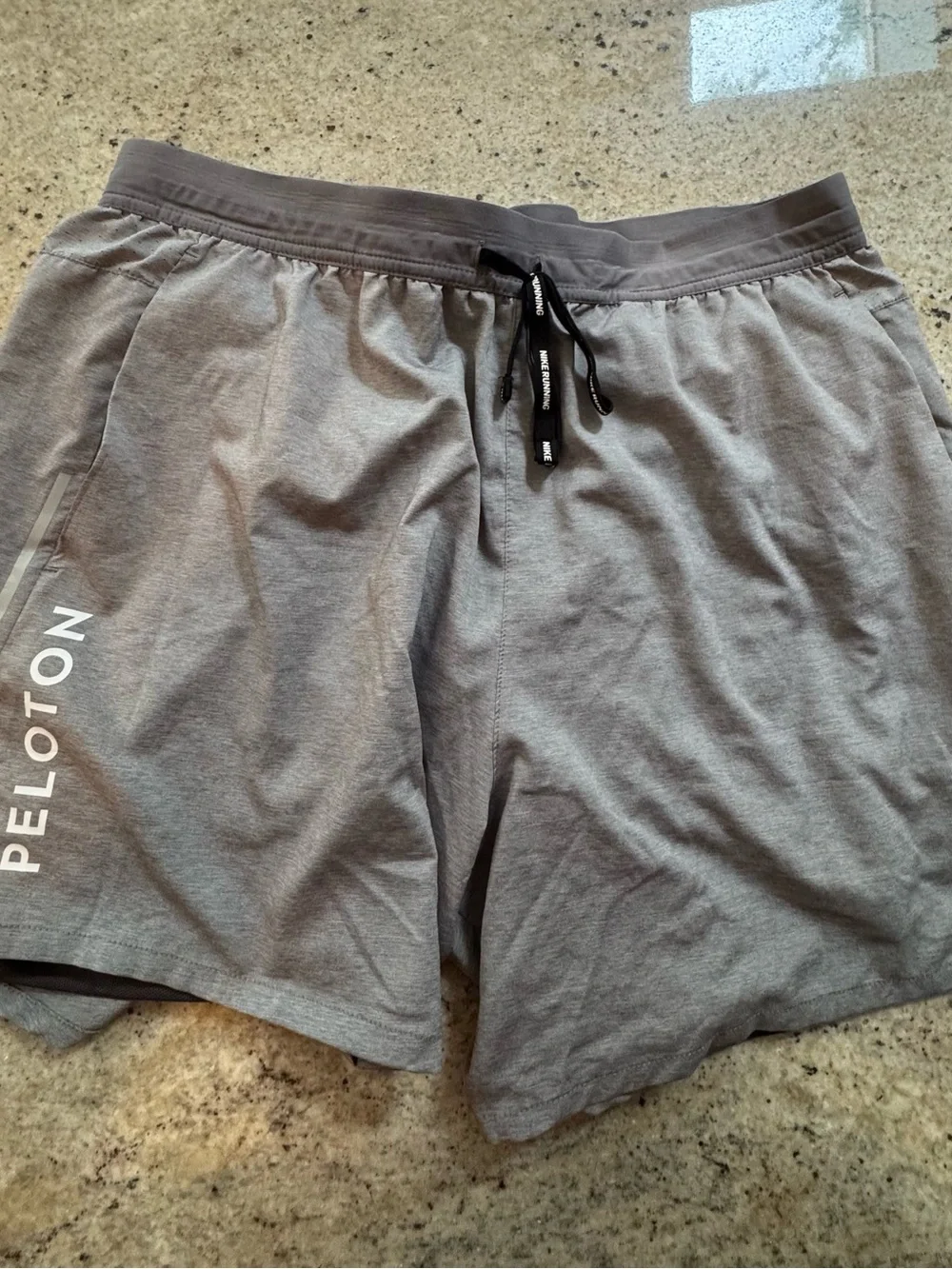 Nike Peloton Men's Gray Athletic Shorts with Black Drawstring